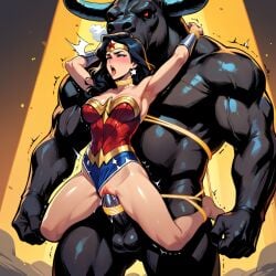 1girls ai_generated black_hair defeated fanny_packing lasso_of_truth minotaur tagme wonder_woman wonder_woman_(series)