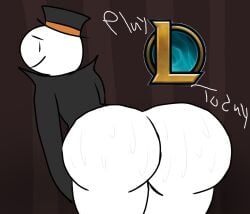 1boy ass ass_expansion big_ass big_butt bottomless butt butt_expansion fat_ass fat_butt hat huge_ass huge_butt league_of_legends looking_back male male_only rom4ncevisualnovel solo sweat sweating sweaty_ass text thick_ass thick_butt