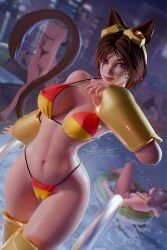 background bikini blender blender_(artwork) blender_(software) blender_cycles brown_hair brown_tail cartoon_character cat_ears cat_girl cat_tail catgirl city digital_drawing_(artwork) digital_media_(artwork) fanart gameoverse girl kit_(gameoverse) kit_bodega night panties party pool pose red_eyes sexy sexy_body sexy_pose smiley_face solo solo_female solo_focus yellow_clothing yellow_glasses yellow_gloves
