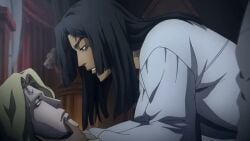 after_sex alucard_(castlevania) animated betrayal bisexual bondage burn_scar castlevania castlevania_(netflix) gay hector in_bed kissing lenore_(castlevania) medieval sex sexy sypha_belnades tagme trevor_belmont vampire video