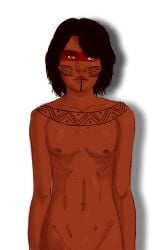 bodypaint brazilian indigenous looking_at_viewer male_focus male_only nude original_character portrait raiodeouro7 realistic