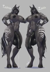 abs alibiwolf anthro black_penis digital_media_(artwork) dripping_precum equine_penis futanari grey_body horse horsecock huge_balls huge_breasts huge_cock long_penis massive_balls muscular muscular_futa naked penis_to_the_knees poney thick_penis veiny_penis zebra