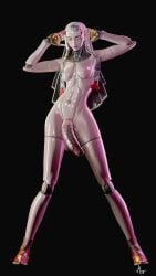 animated breasts dancing dickgirl floppy_cock futanari glowing_eyes hip_sway horns long_hair moogan music omnic overwatch penis robot robot_girl shion_(overwatch) swaying tagme testicles video white_hair