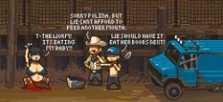 1girls 2boys abortion background big_breasts bleeding_from_pussy blood blood_from_pussy chained chained_up crying dead_ahead dialogue gore pixel_art pregnant punishment snuff squatting torture worm