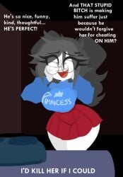 braces crazy_eyes crazy_smile curvy curvy_female curvy_figure english_text evilpala glasses skirt tight_clothes tight_clothing yandere