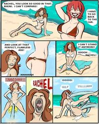 2girls beach bikini brown_hair comic marvel masturbation multiple_girls rachel_summers red_hair shadowcat tikkimin x-men