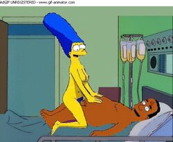 animated dark-skinned_male dark_skin female human interracial julius_hibbert male marge_simpson straight the_simpsons