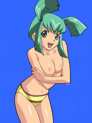 1girls blue_background female female_only luka_(yu-gi-oh!) luna_(yu-gi-oh!) shonen_jump shounen_jump shueisha solo tagme teal_hair weekly_shonen_jump weekly_shounen_jump yu-gi-oh! yu-gi-oh!_5d's yuu-gi-ou yuu-gi-ou_5d's