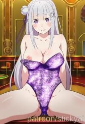 1girl 1girls ai_generated anime breasts curvy curvy_female curvy_figure emilia_(re:zero) eyes female fit hair nsfw re:zero_kara_hajimeru_isekai_seikatsu stickyai tits voluptuous