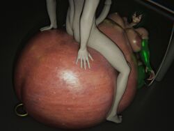 2026 3d 3d_(artwork) belly_button_piercing belly_piercing big_belly big_breasts boku_no_hero_academia cghonk female hyper_belly male penis sitting_on_belly tagme tsuyu_asui
