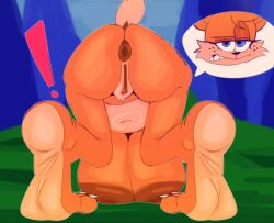 annoyed anus ass big_breasts breasts bubsy bubsy_(series) completely_nude feet furry gnausea gnauseating naked orange_body rule_63 tummy