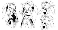 ambiguous_gender blush boobjob boobjob_during_fellatio cute disembodied_hand disembodied_hands ears_down eyes_closed maid maid_headdress maid_uniform monochrome paizuri paizuri_fellatio pussy_juice pussy_juice_drip pussy_juice_leaking small_breasts sonic_(series) sonic_the_hedgehog sonic_the_hedgehog_(series) sonique_the_hedgehog squeezing_breast sweat sweatdrop t00thcake tagme teacup