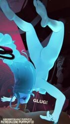 1boy 1female 1girls 3d ass blender blowjob blue_body blue_skin breasts consensual deadlock deepthroat feet feet_up female floating floating_hair floating_hands glowing heart heart_symbol light-skinned_male line_art longer_than_10_seconds mascara mascara_smear onomatopoeia puffpuff3d running_mascara runny_makeup sound tagme thrusting_into_mouth video vindicta_(deadlock) wet white_hair