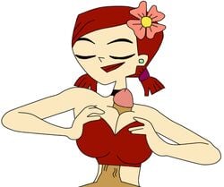 1girls breasts female hair humanoid male mike_(tdi) paizuri straight total_drama:_revenge_of_the_island total_drama_island unseen_male_face zoey_(tdi)