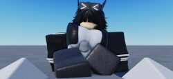 1girls 1girls1boy black_hair breasts feet foot_focus oc roblox robloxian thick_thighs thighjob thighs