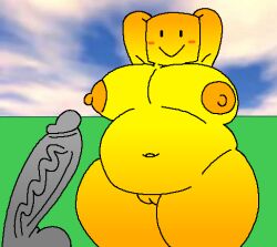 1boy1girl anonymous_male balls belly belly_button blush blush_lines blushing boobs breasts chubby chubby_female cock dick fat ferman hard_cock noob penis roblox robloxian smiling smiling_at_partner stretching thick thighs tits veiny veiny_penis yellow_body yellow_skin