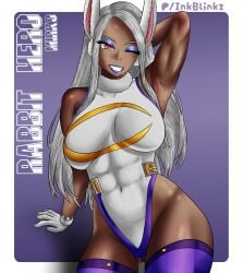 1girl 1girls abs armpit armpit_fetish armpits arms arms_up artist_name artist_signature artist_upload athletic athletic_female big_boobs big_breasts big_thighs bodysuit bunny_ears bunny_girl dark-skinned_female dark_skin ears ears_up female female_focus female_human female_only fur gloves gloves_on gradient_background hero hero_costume hero_outfit_(mha) inkblinkz large_breasts large_thighs laying_down laying_on_ground long_ears long_hair make_up makeup mirko miruko muscles muscular muscular_female my_hero_academia patreon patreon_artist patreon_username pose posing posing_for_the_viewer red_eyes rumi_usagiyama self_upload solo solo_female solo_focus thigh_highs thighhighs thighs white_gloves white_hair wink winking winking_at_viewer