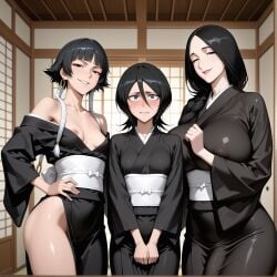 2futas 2futas1girl 3girls ai_generated areola_slip bare_shoulders black_eyes black_hair black_kimono bleach bleach:_the_thousand-year_blood_war blue_eyes blunt_bangs blush braid breasts bulge closed_mouth collarbone commission covered_nipples earrings erection erection_under_clothes futa_with_female futanari gener-ai grin hair_between_eyes hair_over_shoulder hand_on_own_hip indoors japanese_clothes jewelry kimono large_breasts long_hair long_sleeves looking_at_viewer mature_female medium_breasts multiple_futa multiple_girls nipple_slip nipples no_panties nose_blush obi off_shoulder penis request rukia_kuchiki sash short_hair short_hair_with_long_locks sliding_doors small_breasts smile soifon sui-feng uncensored unohana_retsu unohana_yachiru wide_sleeves