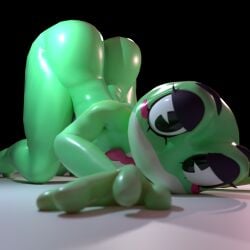 3d 3d_(artwork) bent_over blender cartoon_eyes crawling face_down_ass_up frog green_skin on_floor ribbit_(tadc) ribbit_(the_amazing_digital_circus) the_amazing_digital_circus