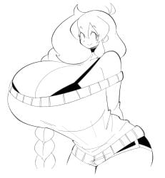 big_breasts breasts cassie_(theycallhimcake) cleavage female huge_breasts hyper_breasts tagme theycallhimcake thick_thighs wide_hips