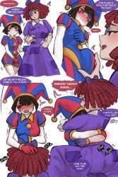 1futa 1girls 2girls bulge bulge_grab bulge_through_clothing clown clown_girl comic cowgirl_position creampie cum_in_pussy cum_inside doll dominant_female dominant_female_submissive_female fellatio futa futa_on_female futa_with_female futanari girl_on_top hugging implied_deepthroat implied_fellatio implied_futa implied_oral implied_sex kneeling kneeling_oral_position pleasure_face pleasured pomni_(the_amazing_digital_circus) ragatha_(the_amazing_digital_circus) riding riding_cock riding_penis rubbing_penis stress_relief tall tall_female taller_female text text_bubble the_amazing_digital_circus