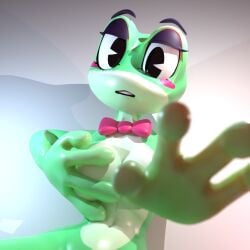 3d 3d_(artwork) bent_over blender cartoon_eyes crawling face_down_ass_up frog green_skin on_floor ribbit_(tadc) ribbit_(the_amazing_digital_circus) the_amazing_digital_circus