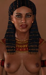 1girls 3d breasts brown_nipples dark-skinned_female dark_skin egyptian egyptian_clothes egyptian_female egyptian_headdress female history kvadning nipples solo