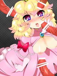 1girls 4boys censored female heart heart-shaped_pupils male mario_(series) multiple_boys nintendo penis princess_peach tagme yukimimi