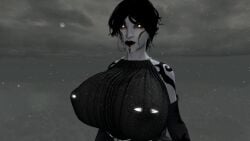 3d big_breasts black_hair darkina_(skibidoa) female light_skin skyrim solo solo_female thick_thighs voluptuous white_body