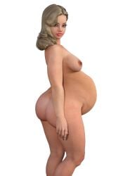 1girls 2018 3d ass belly big_ass big_belly blonde_hair breasts completely_nude female female_only light-skinned_female light_skin nipples nude pregnant solo solo_female tagme_(artist)