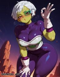 ai_art ai_generated cheelai dragon_ball dragon_ball_super dragon_ball_z large_ass large_breasts naughty_face ok_sign zenithai
