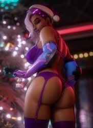 1girls 3d 3d_(artwork) ass ass_bigger_than_head axistryker big_breasts big_thighs bra breasts bubble_ass bubble_butt christmas curvy curvy_body curvy_female curvy_figure curvy_hips fat_ass garter_straps hourglass_figure hourglass_figured_female lace lace-trimmed_panties lace-trimmed_thighhighs lace_trim lingerie lingerie_only massive_ass overwatch panties sombra stockings thick_ass thick_legs thick_thighs thighs thunder_thighs thunderthighs tits variant variant_set wide_hips wide_thighs