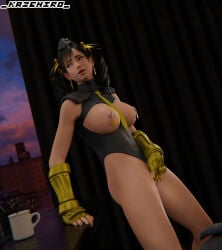 braided_hair breasts dolls_(street_fighter) female_only kazehiro ling_xiaoyu masturbating masturbation shadaloo_dolls tekken tekken_8 uniform
