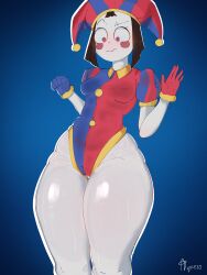 clown_girl female_focus fortnite fortnite:_battle_royale pomni_(the_amazing_digital_circus) small_breasts smaller_female the_amazing_digital_circus thick_thighs thighhighs thighs_bigger_than_head