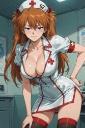 1girls ai_generated asuka_langley_sohryu blush looking_at_viewer neon_genesis_evangelion nurse nurse_uniform orange_hair tagme