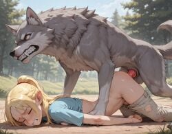 ai_generated ass_up bestiality clothed_sex doggy_style doggystyle elf eyes_closed feral_on_female marcille_donato pulled_pants rape tagme tagme_(artist) tears torn_clothes wolf