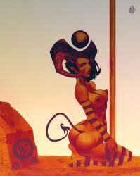 1girls 2019 ass big_ass big_breasts breasts demon demon_girl female female_only horns monster_girl nipples original pole stripper stripper_pole wolfenborg