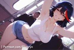 1girls ai_generated ass ass_focus big_ass big_breasts black_hair blush breasts closed_mouth clothed clothing cute cute_face exposed_breasts female female_focus kill_la_kill large_ass large_breasts light-skinned_female light_skin looking_at_viewer matoi_ryuuko sexy sexy_body sexy_female sexy_pose standing yellow_eyes younger_female