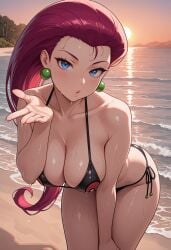 1girls ai_generated beach bikini jessie_(pokemon) pokemon tagme