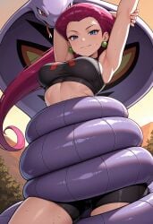 1girls ai_generated arbok jessie_(pokemon) pokemon snake tagme
