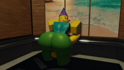 1boy 3d back_view big_ass big_penis elevator looking_at_viewer party_hat poob_(regretevator) regretevator roblox tagme