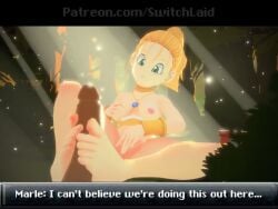 1boy 1girls 3d 3d_animation animated blonde_hair chrono_(series) chrono_trigger dialogue female foot_fetish footjob male male_pov marle_(chrono_trigger) masturbation mp4 music pov sound spread_legs square_enix switchlaid tagme text video