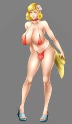 1futa ball_bulge balls balls_in_panties balls_under_clothes bikini blonde_hair breasts bulge choker cleavage dickgirl flaccid futa_only futanari green_eyes hair hair_ornament hat high_heels huge_breasts intersex lia lia_(rosa_artist) micro_bikini navel panties panty_bulge penis penis_bulge penis_in_panties penis_under_clothes plump redrule rosa_(artist) sandals short_hair solo unzipped wide_hips