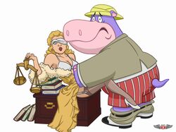 adult_swim female hanna-barbera harvey_birdman_attorney_at_law lady_justice_(harvey_birdman) male peter_potamus phillipthe2 tagme the_peter_potamus_show white_background