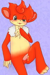 anthro blush color cum front_view fur furry male male_only nude penis pokemon simisear sitting solo tagme testicles