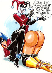 ass barbara_gordon batgirl batman_(series) bondage dat_ass dc female female_only harley_quinn human joe_gravel multiple_females multiple_girls yuri