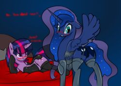 alicorn ass corset equine friendship_is_magic furry garter_belt horn looking_back my_little_pony princess_luna_(mlp) purple_hair pussy stockings straight_hair twilight_sparkle_(mlp) unicorn wings zev