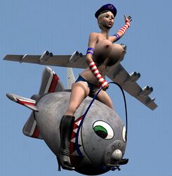 3d 3d_(artwork) american_flag_armwear american_flag_bikini american_flag_panties atomic_bomb b-52_stratofortress big_breasts blonde_hair boots columbia_pictures dark_humor dr._strangelove falling falling_from_plane no_top nuke riding_bomb tagme united_states_air_force