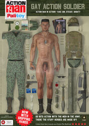 1boy abs balls ballsack black_hair blacksheepart body_hair buzz_cut circumcised dog_tags doll figure gi_joe human humor male male_only male_pubic_hair manly muscles muscular_male nude_male pecs penis plastic scrotum semi-erect solo testicles text toy veiny_penis