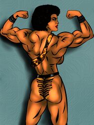 back_view biceps female female_only flexing ihcoyc muscles muscular_female sideboob solo tagme